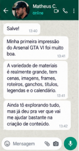 Conversa de Matheus C. sobre sua experiência com o Arsenal GTA VI
