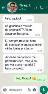 Conversa de Thiago L. sobre sua experiência com o Arsenal GTA VI